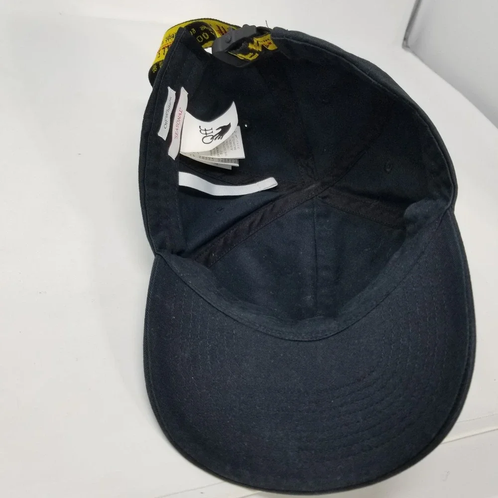 Off-White Black Baseball Cap Hat caution tape yellow virgil Supreme Authentic